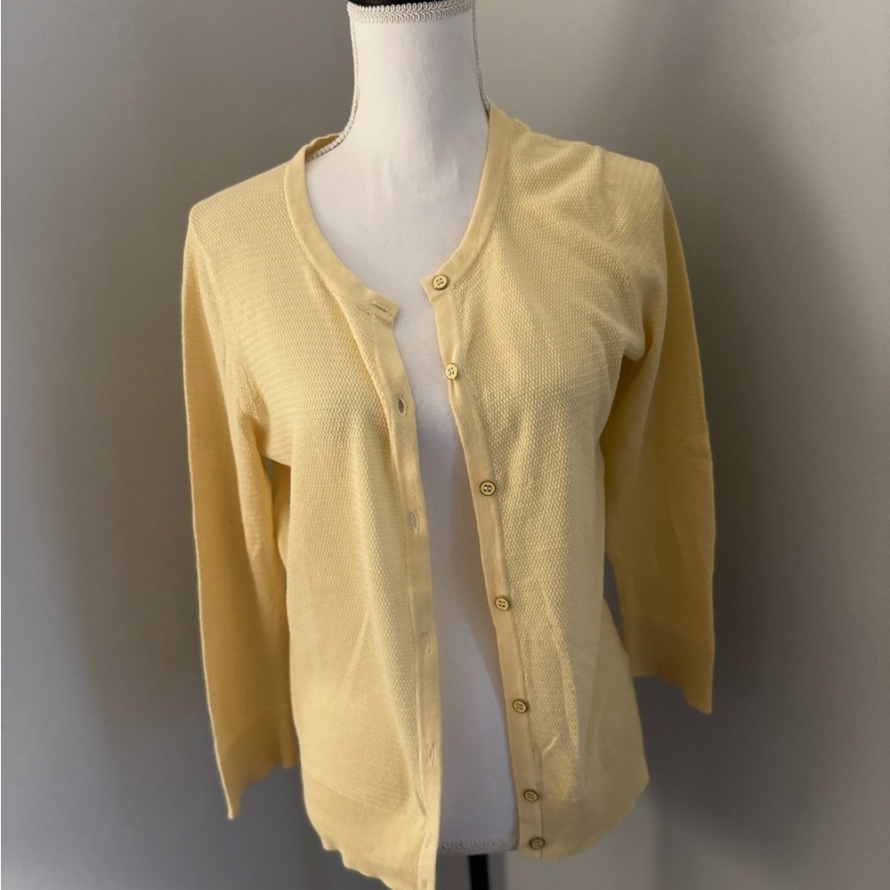 The Limited Pale Yellow Button-Up Cardigan Sweater